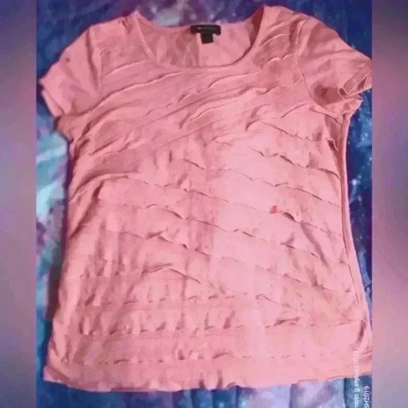 AB STUDIO TOP SIZE M Pink Short Sleeve Ruffled - Picture 1 of 5